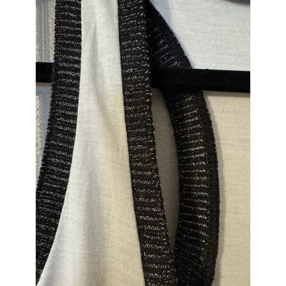 Guess LA Tank Top L Large White Black Silver Trim Ruffle Racerback NEW NWT - Picture 9 of 13